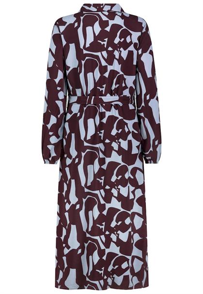 Kleid mit Bindegürtel graphics: winetasting red-slate blue