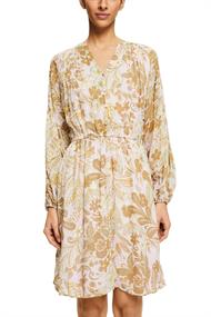 Kleid mit floralem Print beige