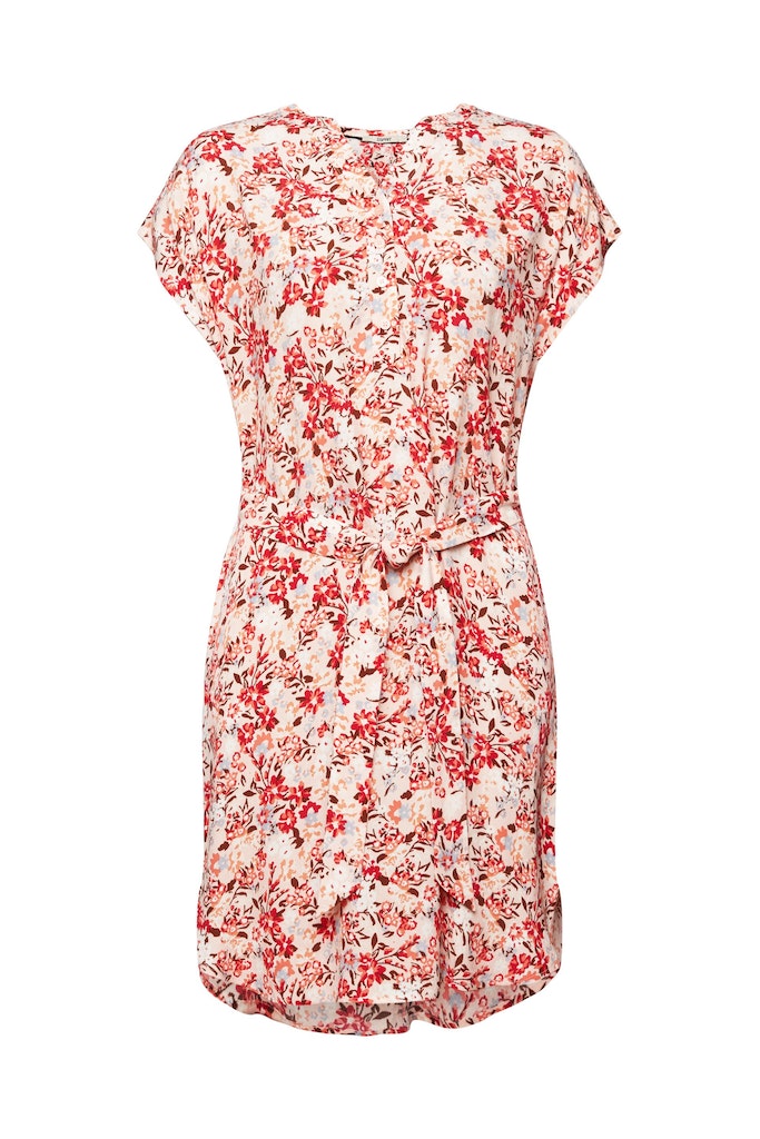 Esprit Damen Kleid Kleid mit Gürtel und Crêpe-Effekt light pink bequem  online kaufen bei