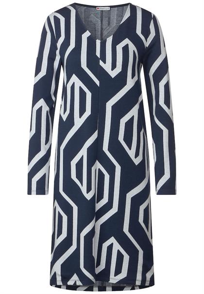 Kleid mit grafischem Print deep blue