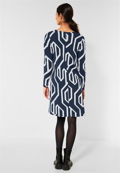 Kleid mit grafischem Print deep blue