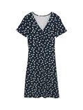 Kleid mit Raffungen navy green dots