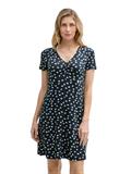 Kleid mit Raffungen navy green dots