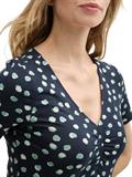 Kleid mit Raffungen navy green dots