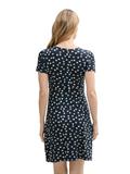 Kleid mit Raffungen navy green dots