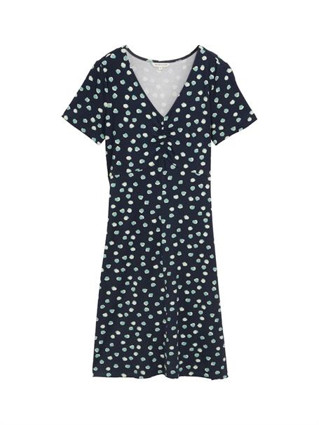 Kleid mit Raffungen navy green dots