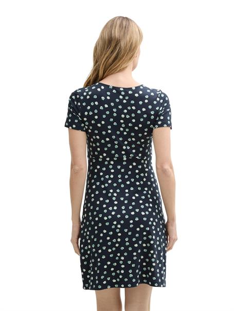 Kleid mit Raffungen navy green dots