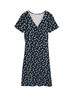 Kleid mit Raffungen navy green dots