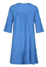 Kleid mit Volants,midi,3/4 Ärmel mit Volant,V-Ausschnitt mit Blende und StegTeilungsnähte blau