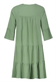 Kleid mit Volants,midi,3/4 Ärmel mit Volant,V-Ausschnitt mit Blende und StegTeilungsnähte grün