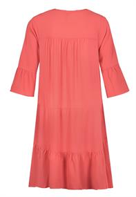 Kleid mit Volants,midi,3/4 Ärmel mit Volant,V-Ausschnitt mit Blende und StegTeilungsnähte rot