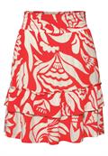Knielanger Rock mit floralem Muster chili red