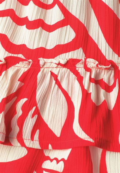 Knielanger Rock mit floralem Muster chili red
