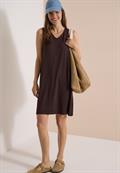 Knielanges Jerseykleid mit V-Neck brown cacao