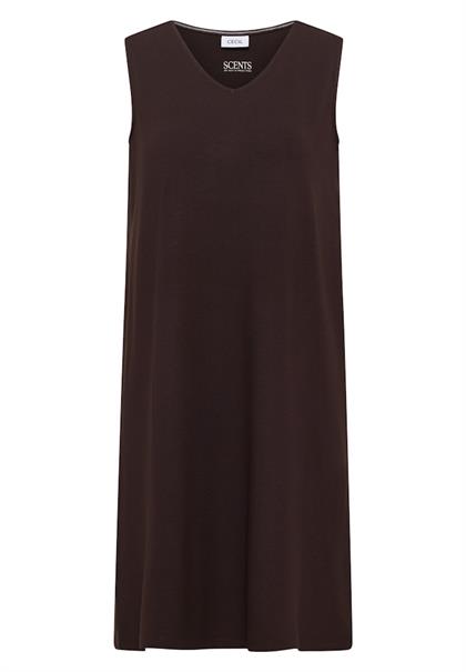 Knielanges Jerseykleid mit V-Neck brown cacao
