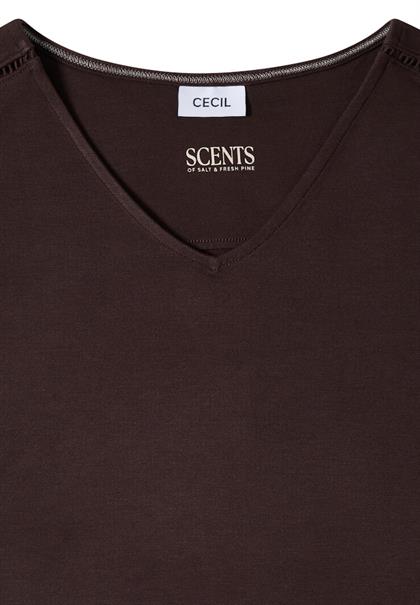 Knielanges Jerseykleid mit V-Neck brown cacao