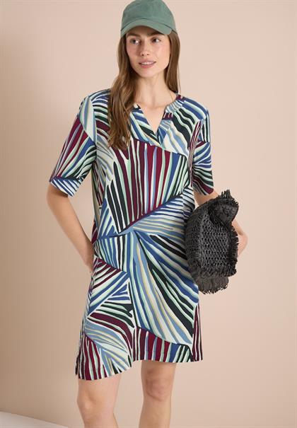 Knielanges Kleid mit grafischem Muster palm breeze green