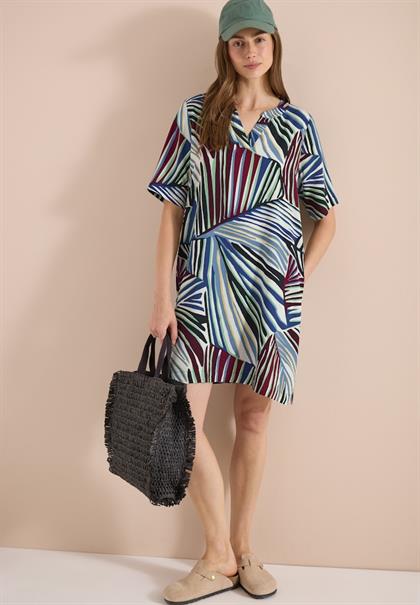 Knielanges Kleid mit grafischem Muster palm breeze green