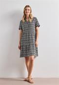Knielanges Kleid mit Kurzarm und Print clay sand