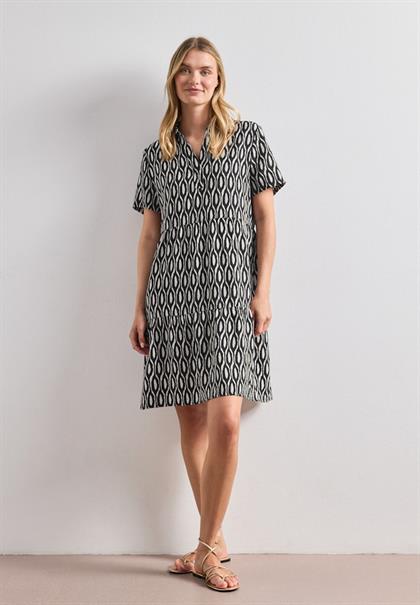 Knielanges Kleid mit Kurzarm und Print clay sand