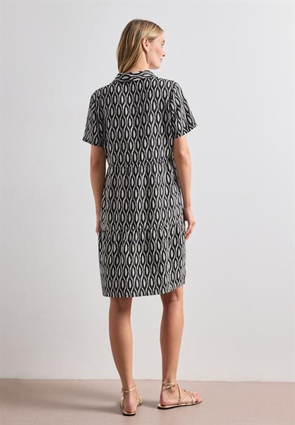 Knielanges Kleid mit Kurzarm und Print clay sand