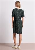 Knielanges Kleid mit Split Neck und Print deep bound green