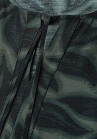 Knielanges Kleid mit Split Neck und Print deep bound green