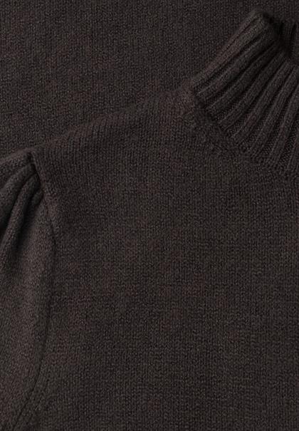 Knielanges Strickkleid mit Turtle Neck black coffee mel.