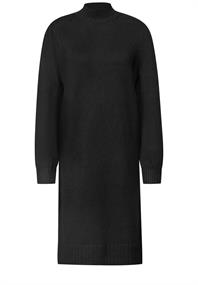 Knielanges Strickkleid mit Turtle Neck black