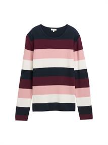 Knit structured striped big rose knit stripe