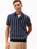 KNITTED VERTICAL STRIPE SS POLO dark night navy