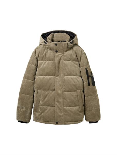 Kord Pufferjacke mit Kapuze jungle soil green corduroy