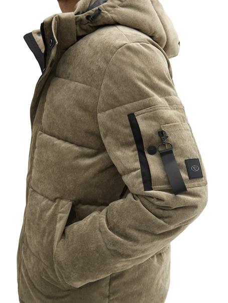 Kord Pufferjacke mit Kapuze jungle soil green corduroy