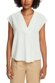 Kurzarm-Bluse Crinkle-Effekt light green
