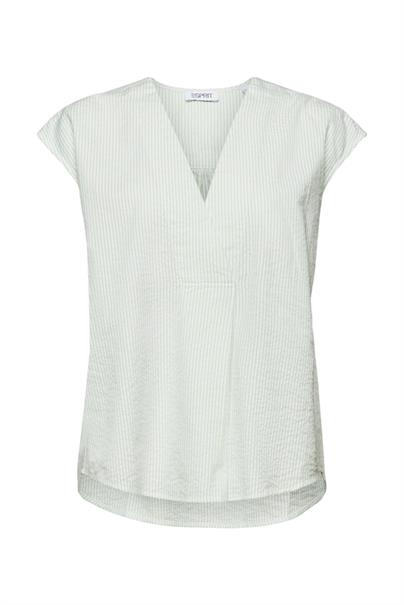 Kurzarm-Bluse Crinkle-Effekt light green