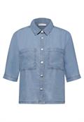 Kurzarm Bluse im Washed-Look light blue soft wash