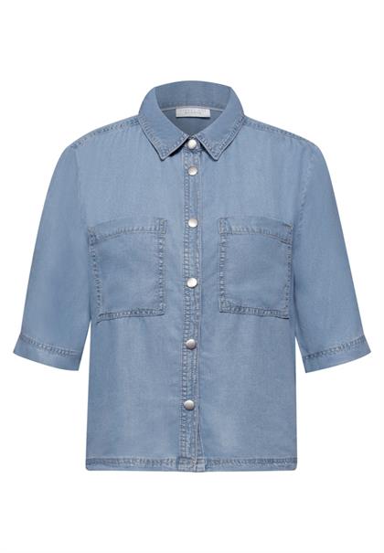 Kurzarm Bluse im Washed-Look light blue soft wash