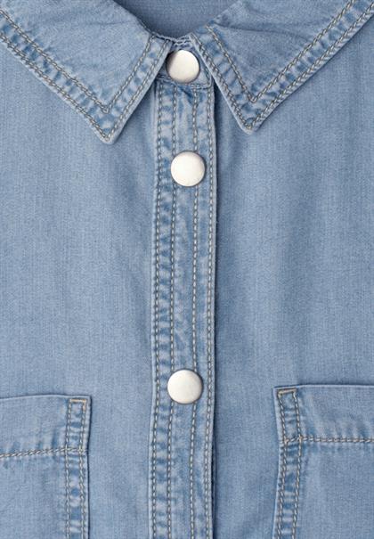 Kurzarm Bluse im Washed-Look light blue soft wash