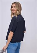 Kurzarm Bluse mit Elastiksaum shadowed navy