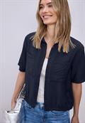 Kurzarm Bluse mit Elastiksaum shadowed navy