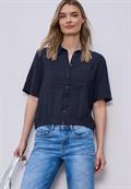 Kurzarm Bluse mit Elastiksaum shadowed navy