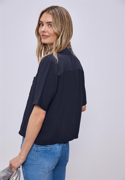 Kurzarm Bluse mit Elastiksaum shadowed navy