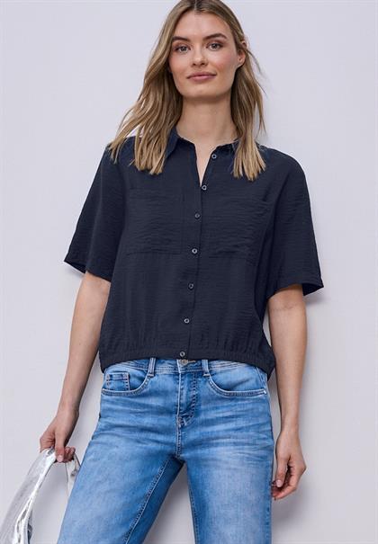 Kurzarm Bluse mit Elastiksaum shadowed navy