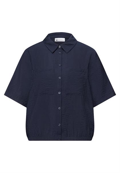 Kurzarm Bluse mit Elastiksaum shadowed navy