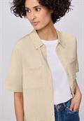 Kurzarm Bluse mit Elastiksaum smoke beige