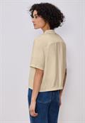 Kurzarm Bluse mit Elastiksaum smoke beige