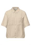 Kurzarm Bluse mit Elastiksaum smoke beige