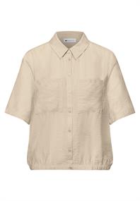 Kurzarm Bluse mit Elastiksaum smoke beige