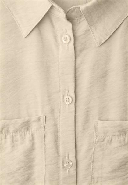 Kurzarm Bluse mit Elastiksaum smoke beige