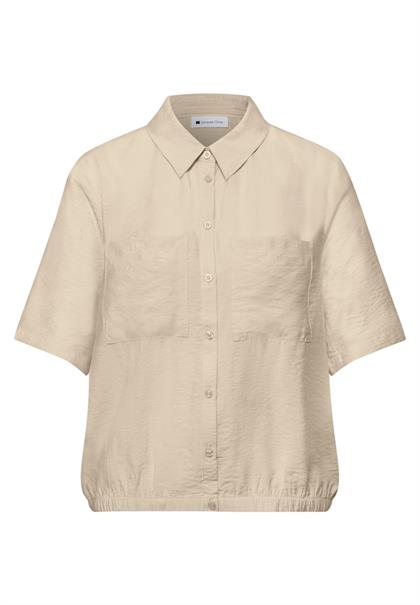 Kurzarm Bluse mit Elastiksaum smoke beige